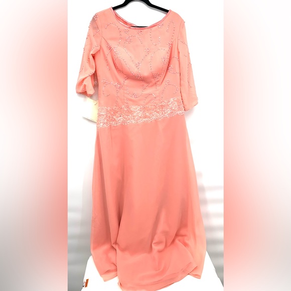 TS Couture LanTing Bridal Coral Sequin Bodice Mother of the Bride Dress - Picture 4 of 17